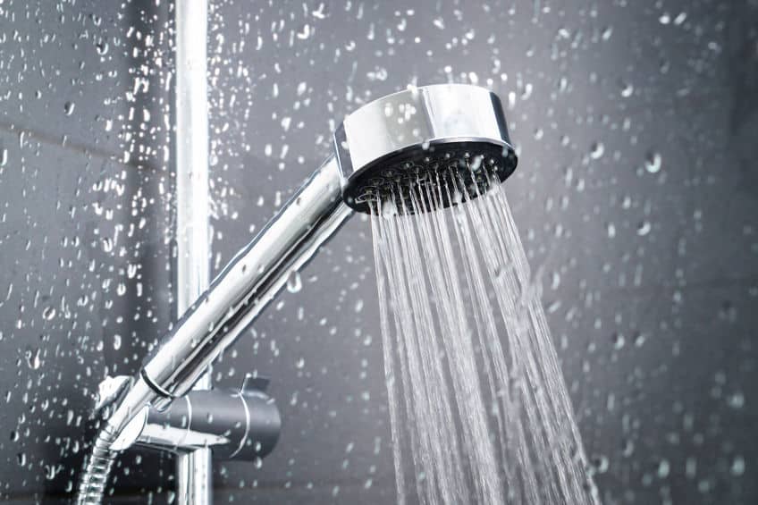 Soft water coming out of a shower head